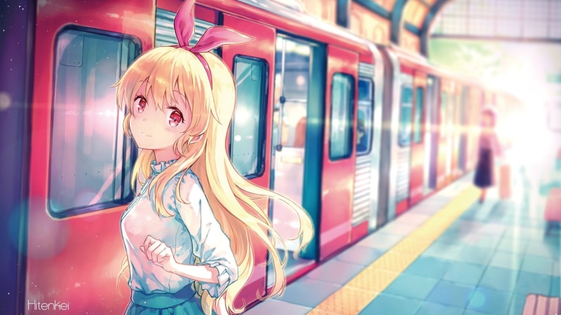 one person, mode of transportation, rail transportation, blond hair, train - vehicle, women, public transportation, Aikatsu!, transportation, lifestyles