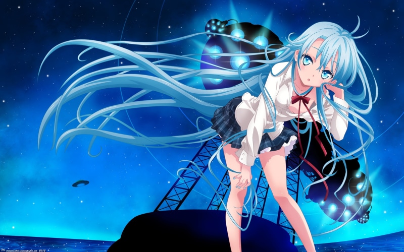 2K, undersea, female, real people, one person, anime, women, young adult, blue, Touwa Erio, sea, beautiful woman, Denpa Onna To Seishun Otoko, school uniform