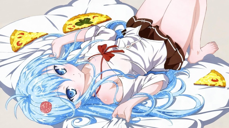 touwa, 1080P, erio touwa, outfit, 1920x1080, onna, blue, skirt, white, seishun, erio, haired, girl, denpa onna to seishun otoko, animated, shoulder, top