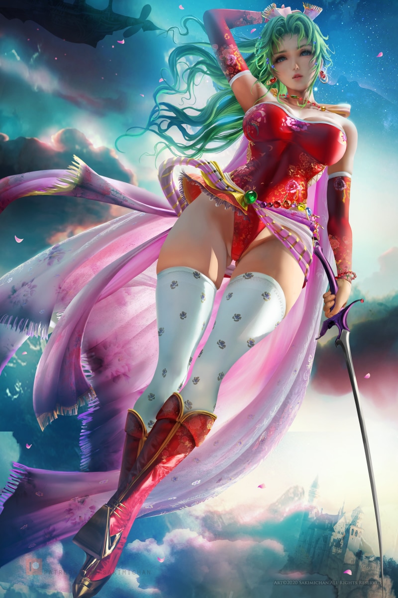 Final Fantasy VI, 2K, Sakimichan, video game characters, video games, Terra Branford, drawing, video game girls, women, digital art, illustration, fan art