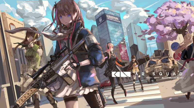 Girls Frontline, Girls_Frontline, 5K, AR15 (Girls Frontline), anime, m4a1 (girls frontline), gun, girls with guns, M16 (Girls Frontline)