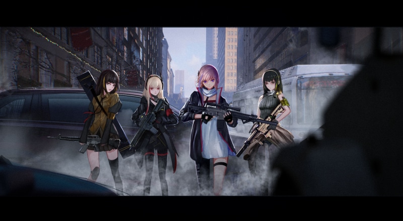m4a1 (girls frontline), girls with guns, M4 SOPMOD II (Girls Frontline), anime, 4K, Girls Frontline, Girls_Frontline, gun, M16 (Girls Frontline), AR15 (Girls