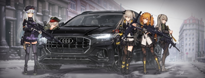G11 (Girls Frontline), car, UMP40, HK416 (Girls Frontline), 2K, UMP9 (Girls Frontline), Girls Frontline, ump45 (Girls Frontline)