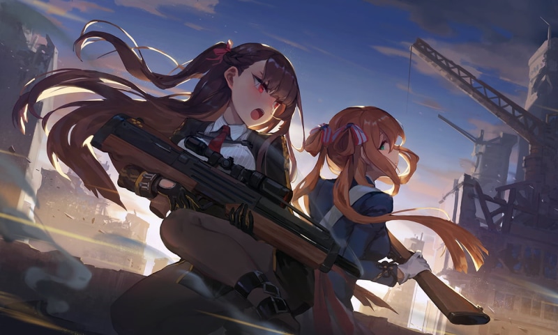 720P, anime, Springfield (Girls Frontline), WA2000 (Girls Frontline), anime girls
