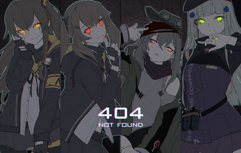 anime, artwork, digital art, pink eyes, Girls Frontline, HK416 (Girls Frontline), UMP9 (Girls Frontline), long hair, ump45 (Girls Frontline), anime girls