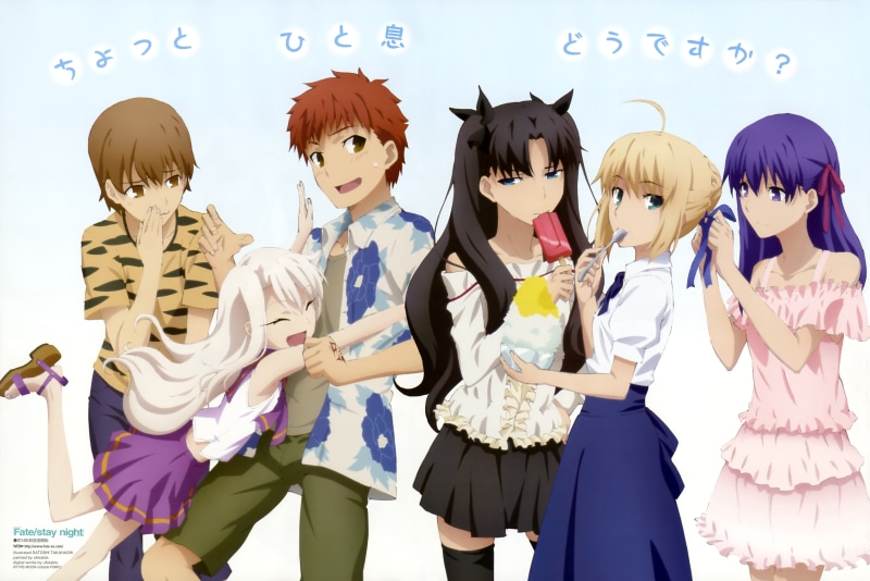 mask, leisure activity, Illyasviel von Einzbern, five, anime, Fate/Stay Night, clothing, celebration, Shirou Emiya, standing, real people, disguise, creativity