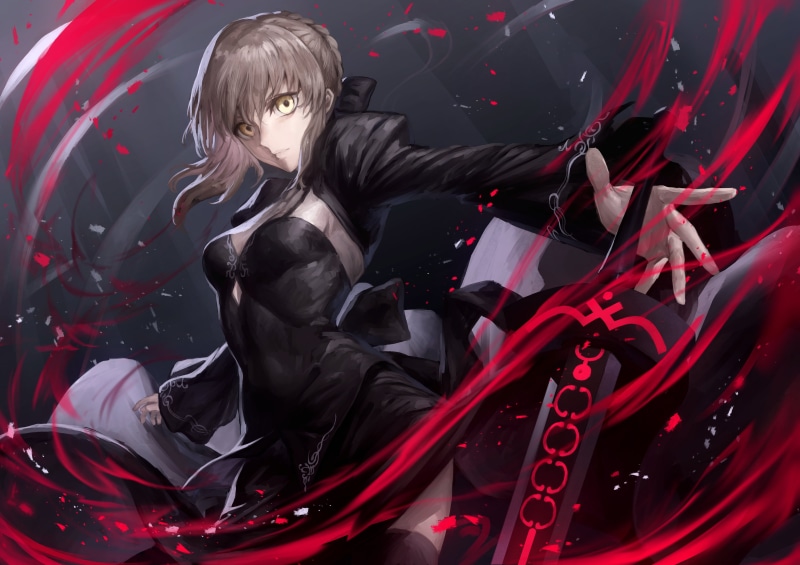 Fate Series, Saber Alter, anime girls, Fate/Stay Night, peperon, fate/stay night: heavens feel, 2K, black dress, Fate/Grand Order, anime