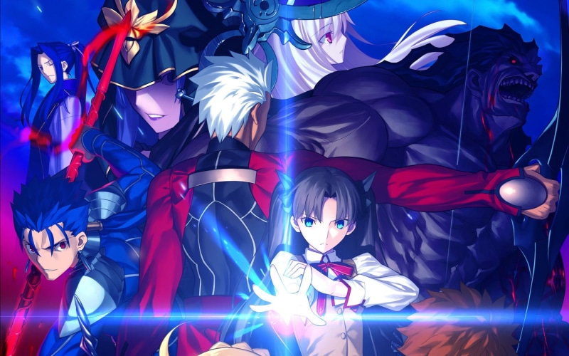 men, Lancer (Fate/Stay Night), Caster (Fate/Stay Night), wind, real people, illuminated, Assassin (Fate/stay night), Archer (Fate/Stay Night), group of people