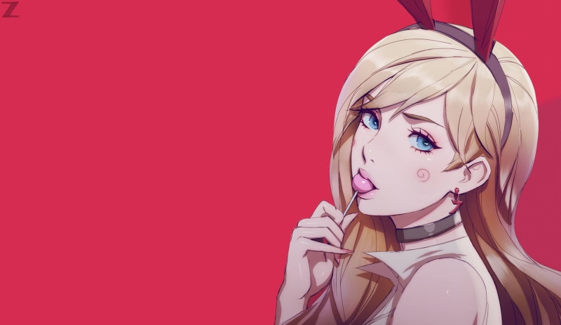 Lollipop, Girl, Anime, Original, 2K, Blonde, Blue Eyes, Face