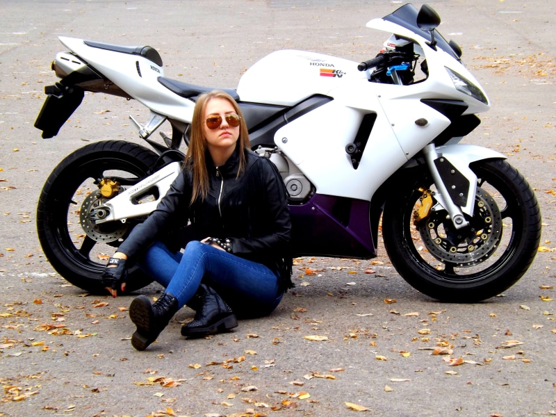 biker, blonde, bike, one person, car, woman, young women, lifestyles, mode of transportation, 4K, sports, beside, young adult, sitting, motorcycle, beauty