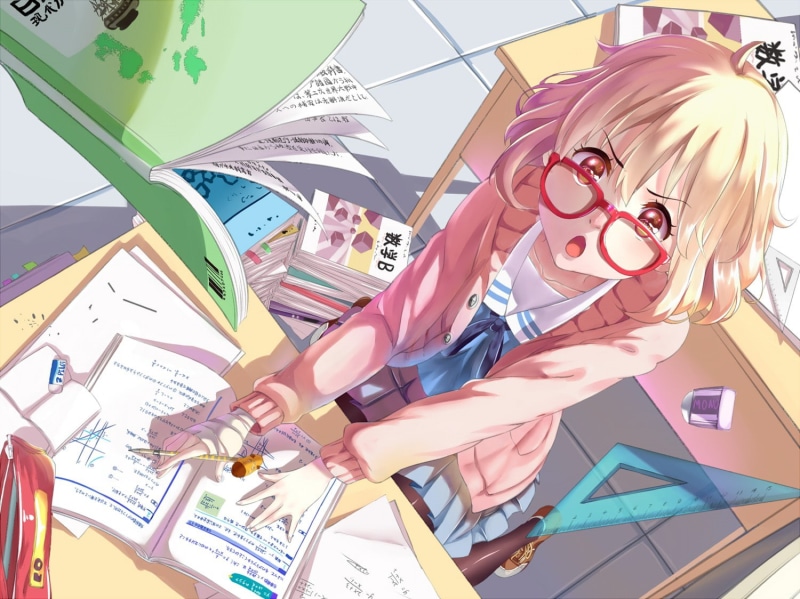 glasses, anime, Kuriyama Mirai, Kyoukai no Kanata, anime girls, 720P
