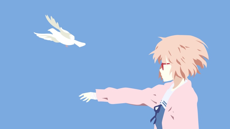 Beyond the Boundary, Mirai Kuriyama, young adult, women, outdoors, wind, nature, adult, animal wildlife, copy space, angel, sky, Kyoukai no Kanata, one person