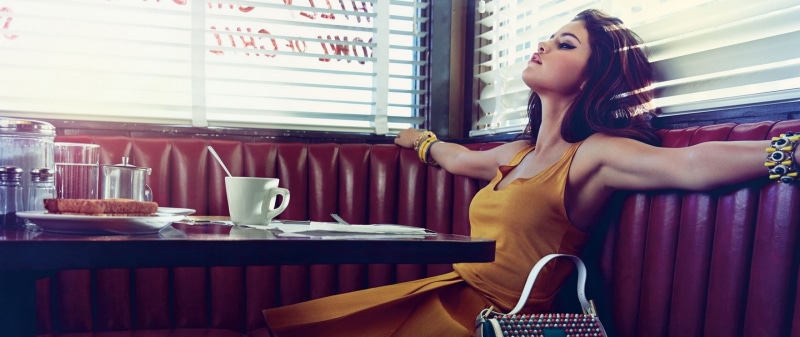 young adult, women, hairstyle, 2K, actress, table, gomez, looking, window, hair, one person, young women, armpits, selena, beautiful woman, indoors, beauty