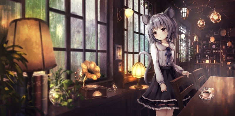 red eyes, loli, tail, short hair, anime, Touhou, Nazrin, 720P, gray hair, animal ears, anime girls