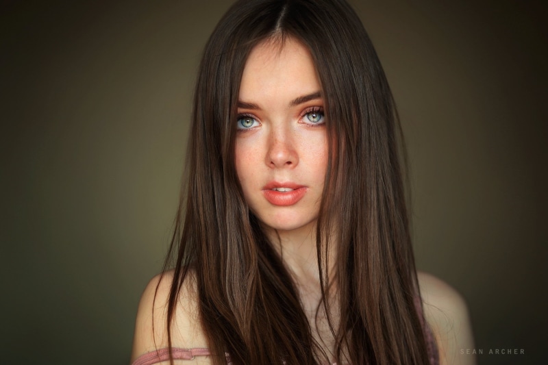 contemplation, young adult, beautiful woman, close-up, one person, women, face, 720P, studio shot, front view, headshot, human face, body part, hair, Sean Archer