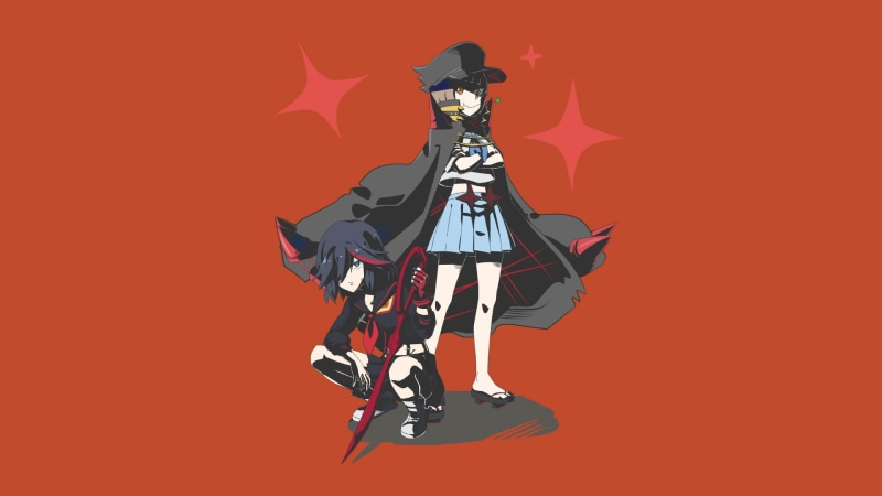 robot, one person, cut out, indoors, single object, anime, representation, cyborg, Matoi Ryuuko, side view, Kill la Kill, colored background, 1080P, haired
