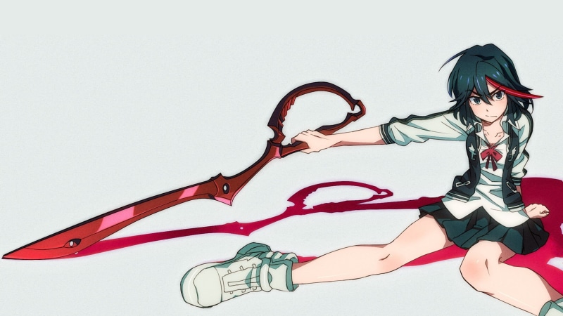 Kill la Kill, studio shot, white background, beautiful woman, Matoi Ryuuko, beauty, creativity, hairstyle, copy space, fashion, indoors, anime girls, casual clothing