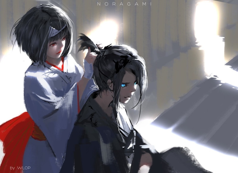 fantasy art, Noragami, 480P, Yato (Noragami), Nora (Noragami), WLOP