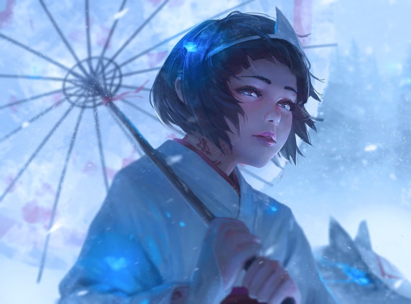 Noragami, artwork, Nora (Noragami), umbrella, 480P, digital art