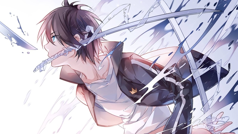 1080P, Yato (Noragami), blades, Noragami, men, black hair