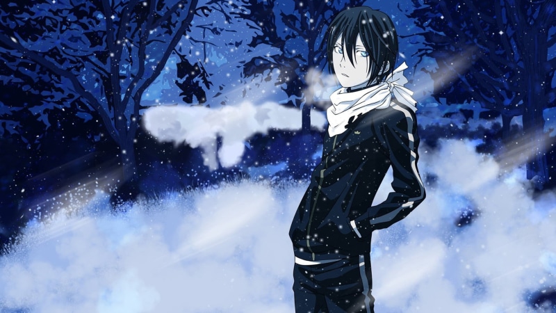 standing, yato, nature, day, lifestyles, winter, anime, clothing, Yato (Noragami), cold temperature, real people, winter sport, leisure activity, human arm