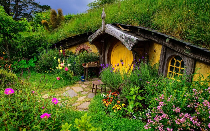 zealand, home, greens, hill, grass, flowers, rings, shire, the, lord, nora, 1080P, architectural, new