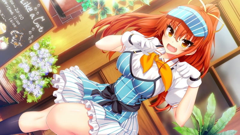sunlight, indoors, waitress, young adult, nature, open mouth, clothing, 1080P, visual novel, art and craft, Yuuki Asuhara, flowers, Nora to Oujo to Noraneko Heart
