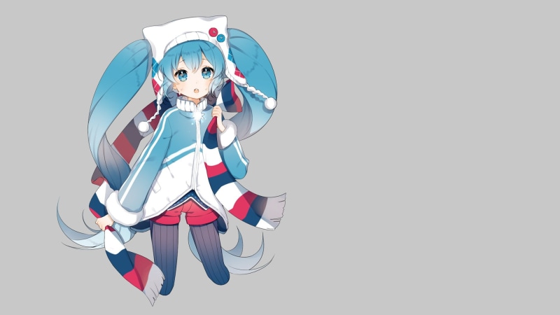 Hatsune Miku, studio shot, 1080P, art and craft, Yuki Miku, haired, blue, front view, male likeness, copy space, one person, human representation, standing