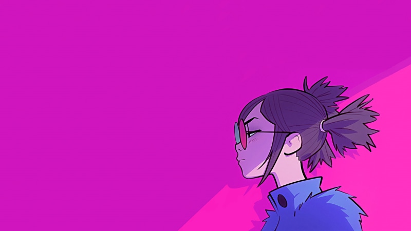 love, 1080P, pink, Ilya Kuvshinov, women with glasses, Gorillaz, music, Noodle, simple background