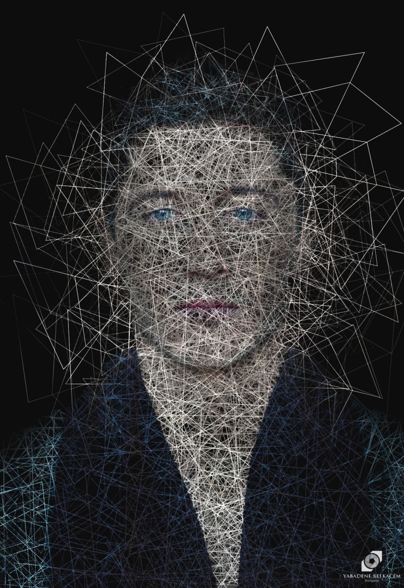 Polish, abstract, cyberspace, one person, communication, adult, complexity, indoors, connection, footballers, internet, Robert Lewandowski, pattern, black background