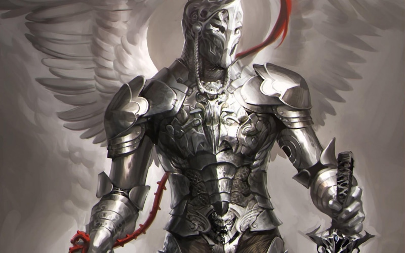 male likeness, illustration, Polish hussar, low angle view, belief, knight, art and craft, fantasy art, no people, technology, indoors, 1080P, creativity