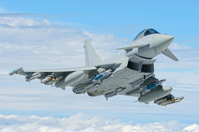 PTB, RAF, 4K, MBDA Meteor, AIM-132 ASRAAM, Eurofighter Typhoon, PGO, JDAM, Brimstone ATGM, Multi-Role Fighter
