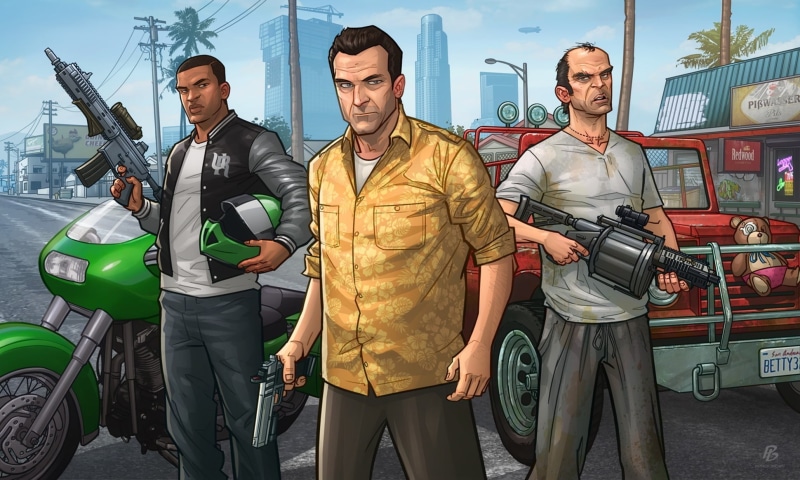 adult, people, Franklin, real people, Michael, officer, front view, transportation, Grand Theft Auto V, day, young men, Trevor, uSA, andreas, land Vehicle