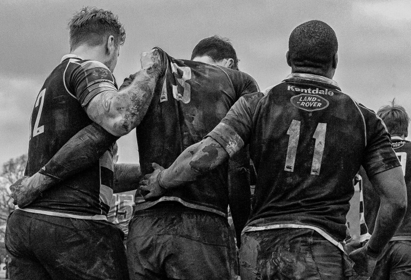team mates, men, standing, group of people, rugby, rugby players, armed forces, the past, team bonding, police force, responsibility, day, rear view, security