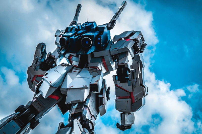 sky, no people, travel, robot, day, security, surveillance, minato, safety, gundam, blue, cloud - sky, transportation, japan, exploration, outdoors, futuristic