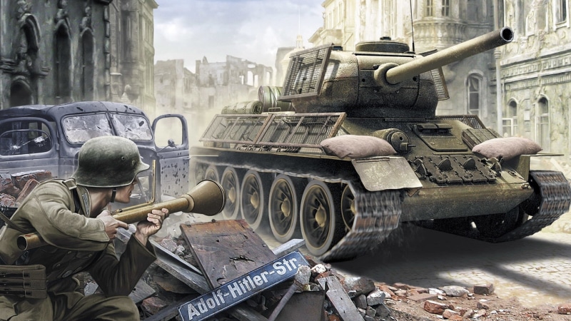 gun, war, tank, ambush, flag, Soviet medium tank during world war II, body Armor, figure, one person, security, grey, armed Forces, weapon, day, transportation