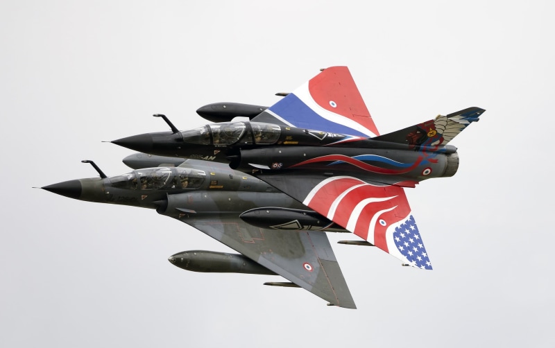 army, fighter Plane, two, aircraft, gray, plane, nATO, military Airplane, Mirage 2000, sky, flying, air Vehicle, flag, military, air, military aircraft