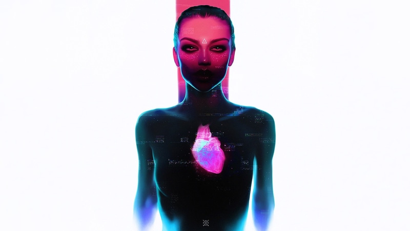 background, pink color, young adult, body paint, paint, hd, px, cut out, digital art, Neon, studio shot, copy space, front view, white background, one person