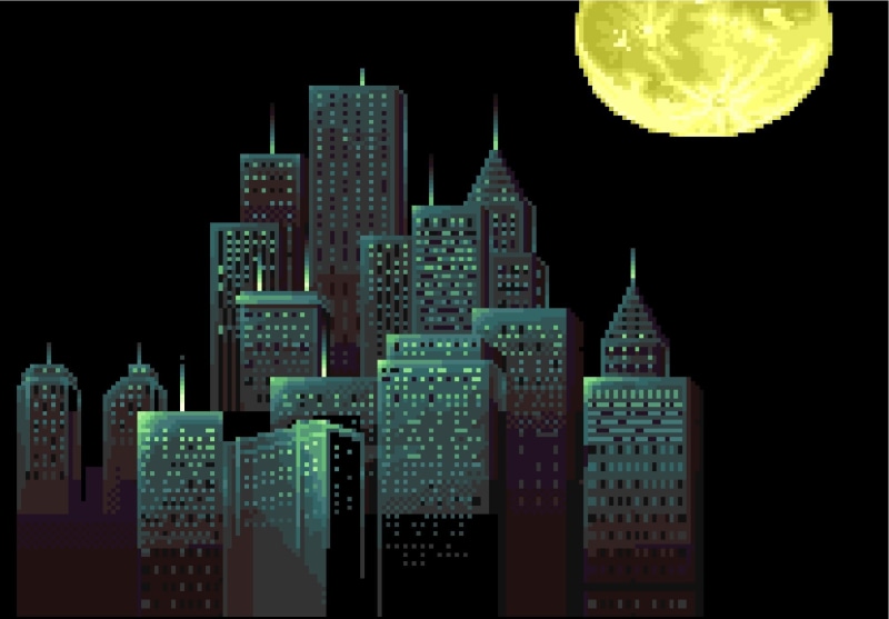 no people, nature, digital composite, industry, high, cityscape, rise, illuminated, pixel art, artwork, green, building exterior, sky, pixels, technology