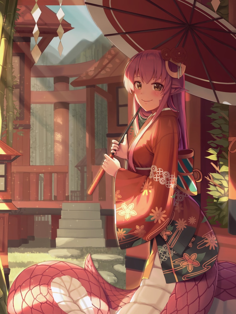 yukata, Monster Musume no Iru Nichijou, monster girl, anime girls, redhead, Miia (Monmusu), 4K