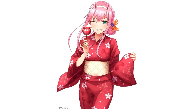 Anime, Darling in the FranXX, Yukata, 1080P, Zero Two (Darling in the FranXX)