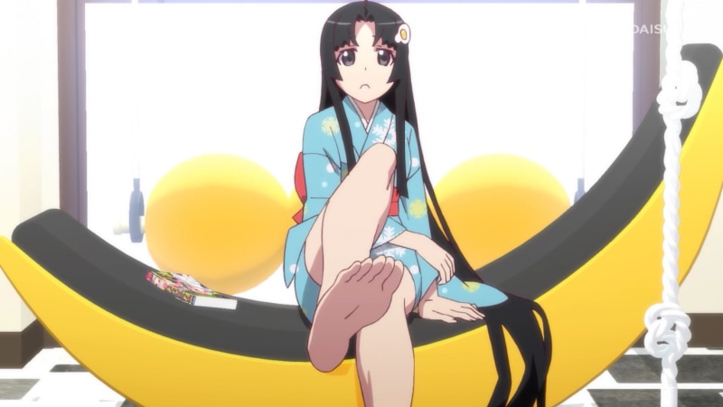 long hair, anime girls, dark hair, 1080P, white skin, anime, yukata, Araragi Tsukihi, Monogatari Series