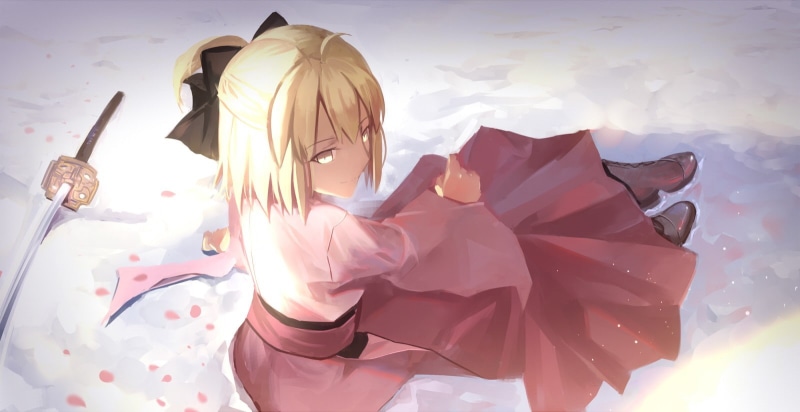 one person, outdoors, art and craft, blond hair, 720P, digital composite, Saber, real people, nature, Fate Series, cloud - sky, sunlight, sky, lifestyles
