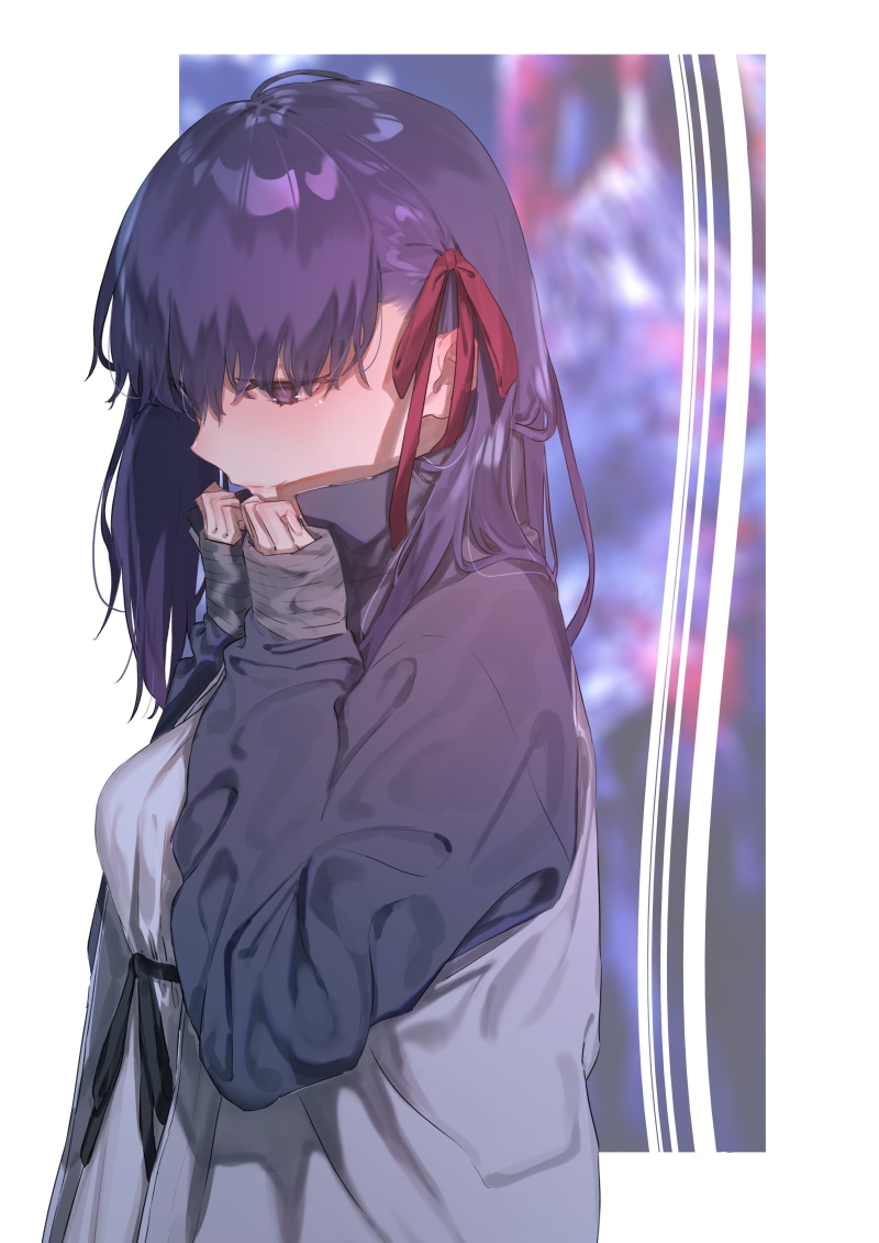 4K, drawing, Fate Series, crybaby, Matou Sakura, illustration, profile, hair ornament, Rolua Noa, women, Sakura Matou, digital art, purple hair, 2D, anime