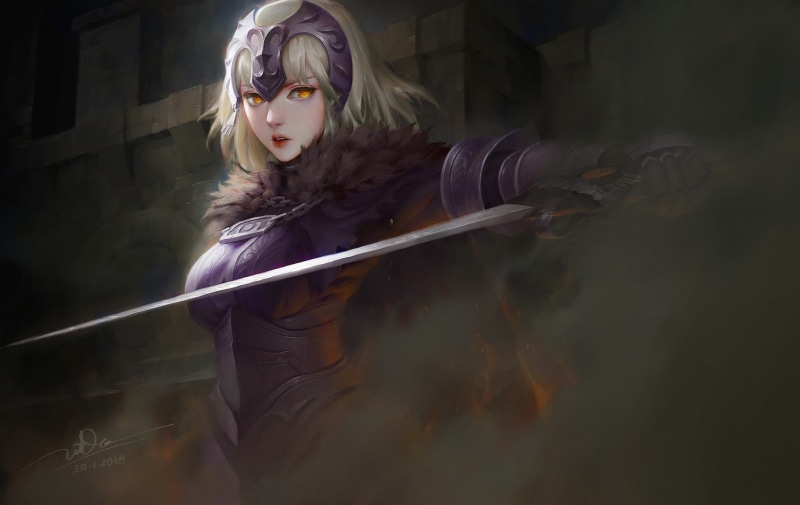 anime girls, sword, blonde, video games, Fate Series, Avenger (Fate/Grand Order), Jeanne darc alter, Fate/Grand Order, armor, 1080P
