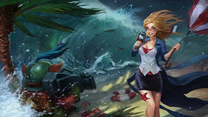 League of Legends, Janna (League of Legends), hairstyle, real people, storm, sea, young women, leisure activity, clothing, smiling, fish, enjoyment, women