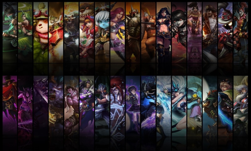 League of legends, digital composite, backgrounds, men, adult, retail display, veigar, real people, retail, poppy, choice, morgana, composite image, computer Graphic