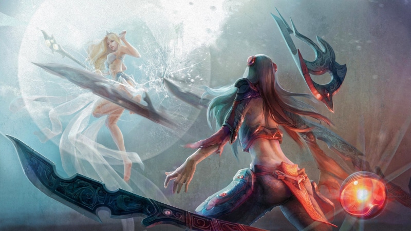 Janna (League of Legends), anime, Irelia, women, fantasy art, 2K, League of Legends, video games