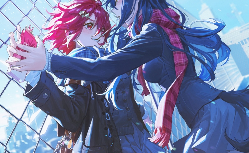 Exusiai (Arknights), anime girls, 2K, yuri, kirino ttk, Arknights, Texas (Arknights), anime