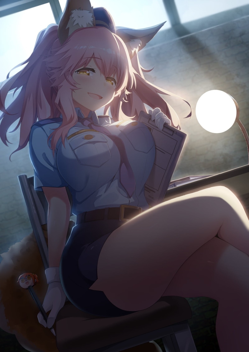 legs, artwork, 1080P, vertical, long hair, Fate/Grand Order, animal ears, anime girls, digital art, Tamamo no Mae (fate/grand order), white gloves, shirt